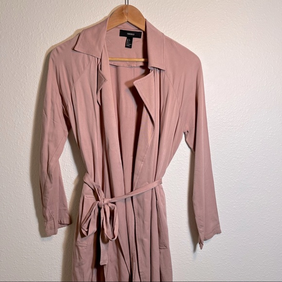 NEW Forever21 Pink Belted Trench Coat size Small - Picture 4 of 7